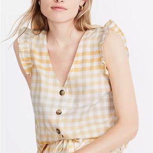 Madewell Yellow Gingham Top sz 2
